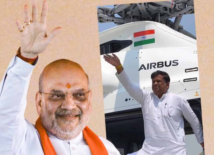 প্রচারে গতি বাড়াতে ‘কার্পেট বম্বিং’ রণকৌশল বিজেপির, নিজের হেলিকপ্টার ছাড়লেন অমিত শাহ