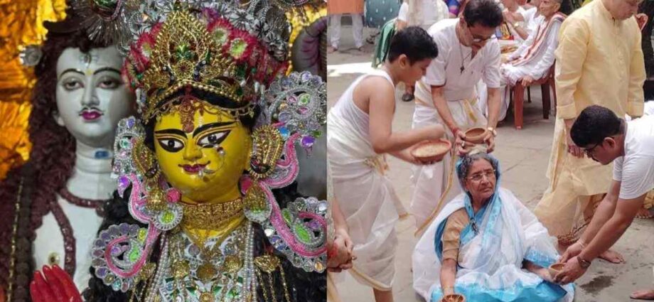 ২৬০ বছরের প্রাচীন ঐতিহ্য, উত্তর কলকাতার মালাপাড়া মল্লিকবাড়ির দুর্গোৎসবে পুজো পান স্বয়ং শিবের কোলে বসা দুর্গা