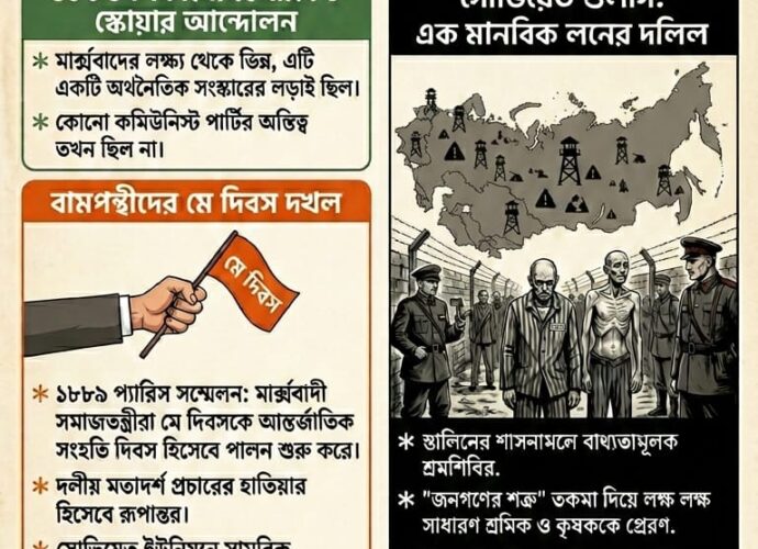 মে দিবসের প্রোপাগান্ডা মার্ক্সবাদের নৃশংস স্বরূপ ঢাকতে চায়