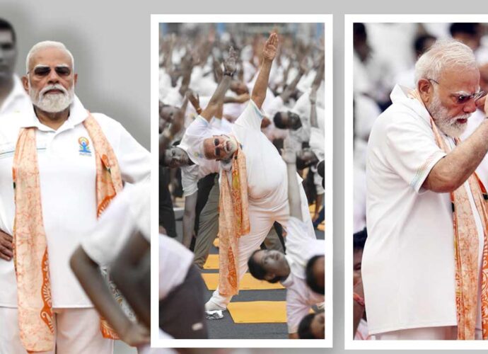 দ্বাদশ আন্তর্জাতিক যোগ দিবস: রেড রোডে মোদীর নিখুঁত যোগাভ্যাস, প্রবীণদের সুস্থতায় জোর
